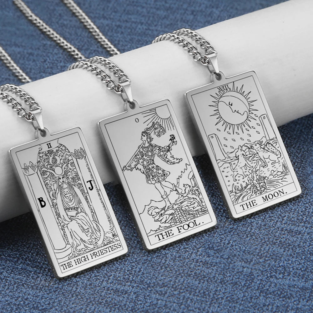 Silver Tarot Card Necklaces