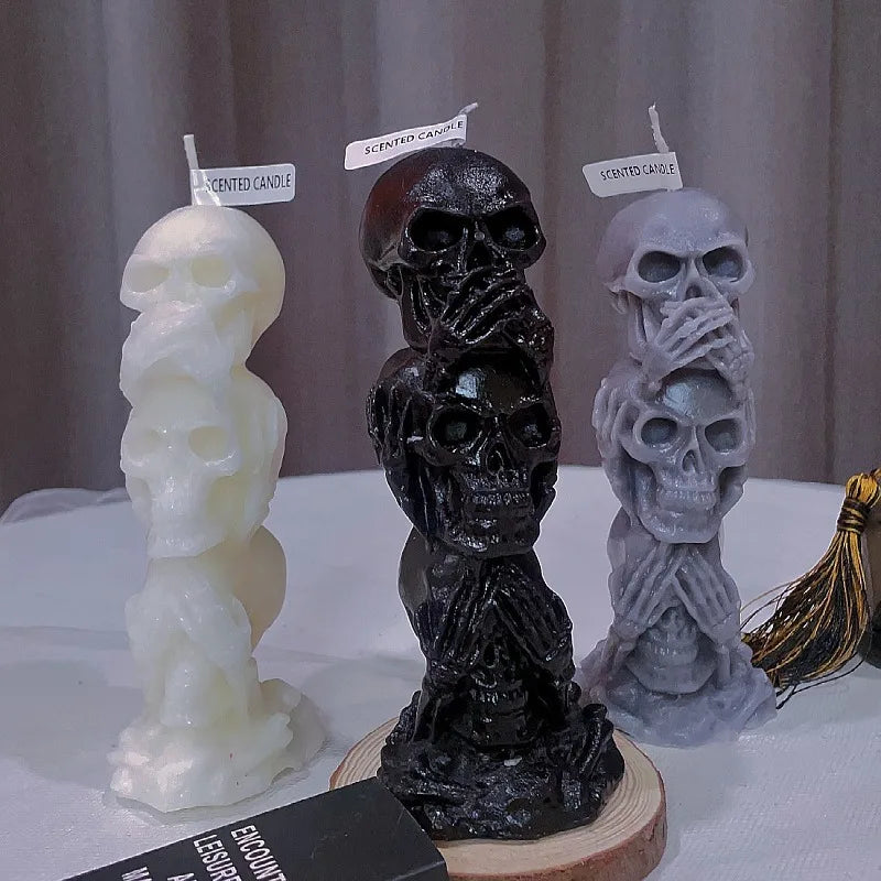 Skull Spell Candles Speak No Evil Hear No Evil See No evil