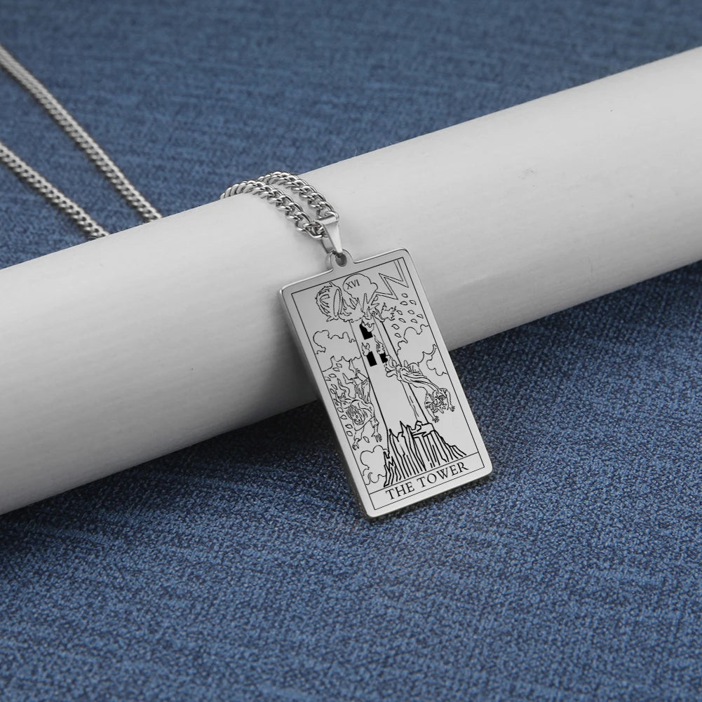 Silver Tarot Card Necklaces