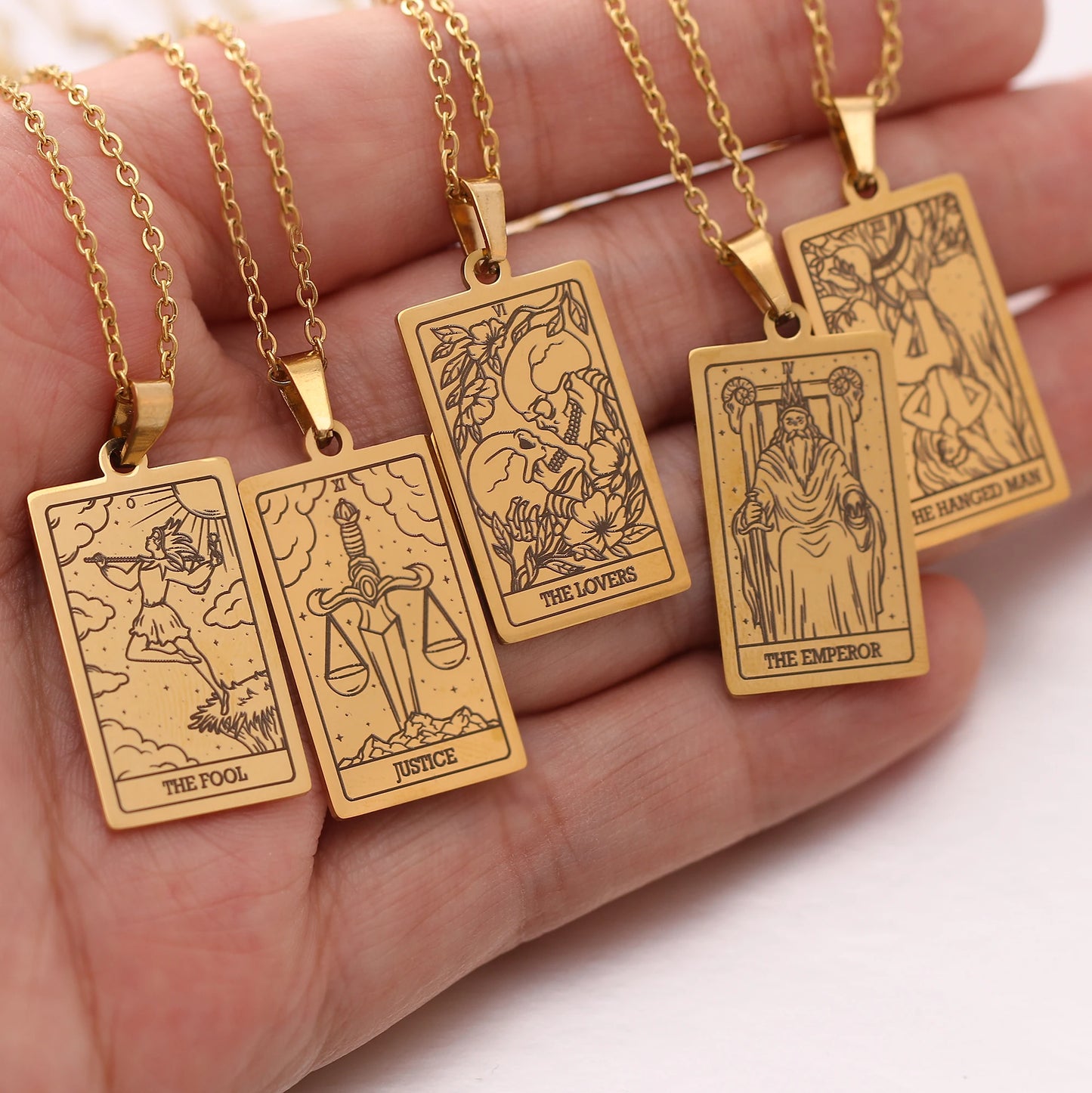 Classic Gold Tarot Card Necklaces