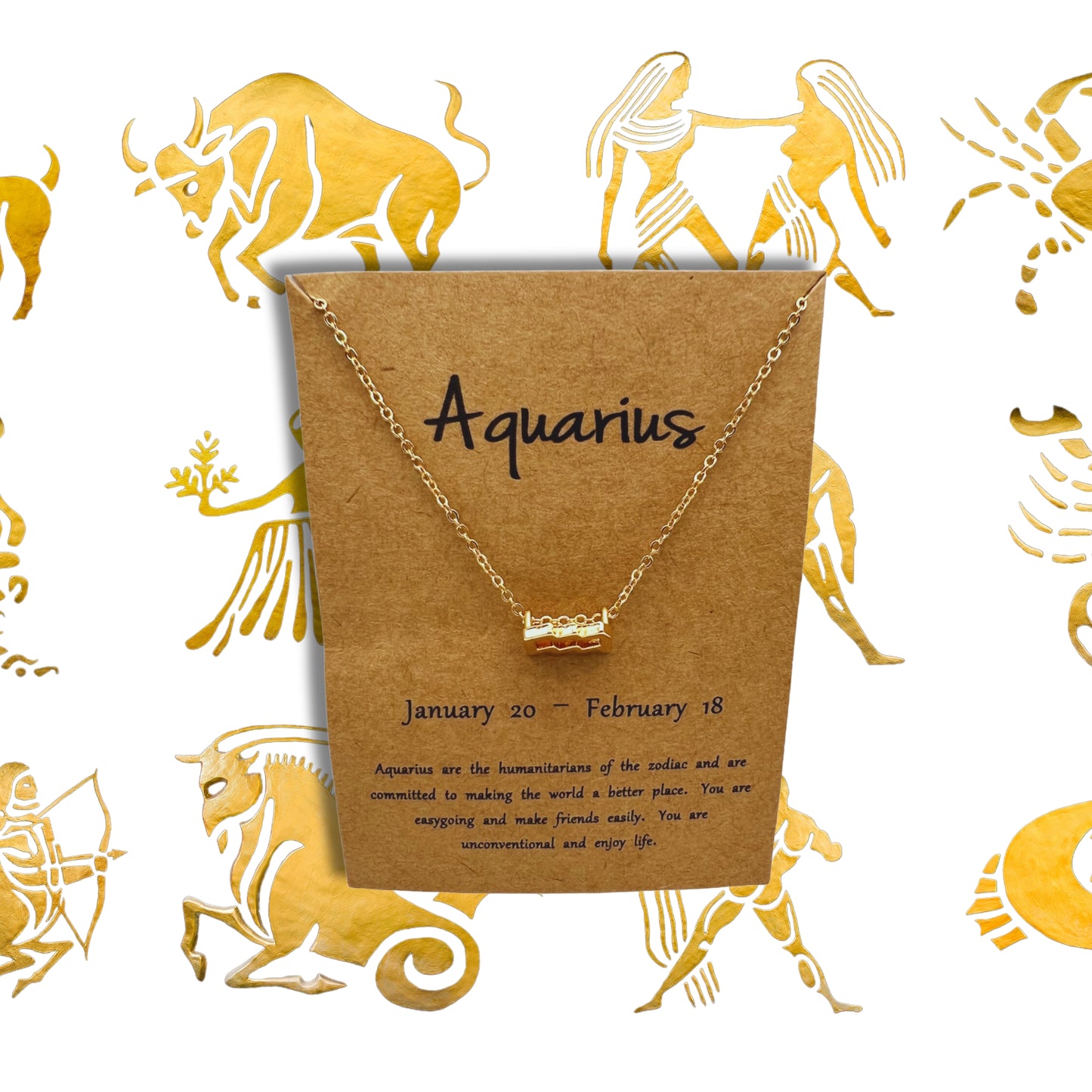 Aquarius Astrology Gold Necklace
