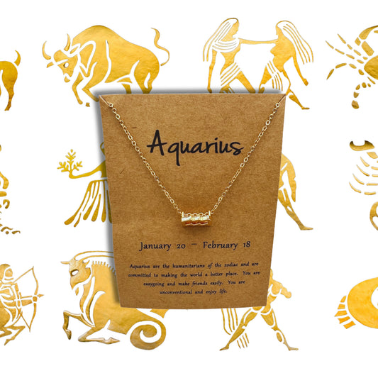Aquarius Astrology Gold Necklace