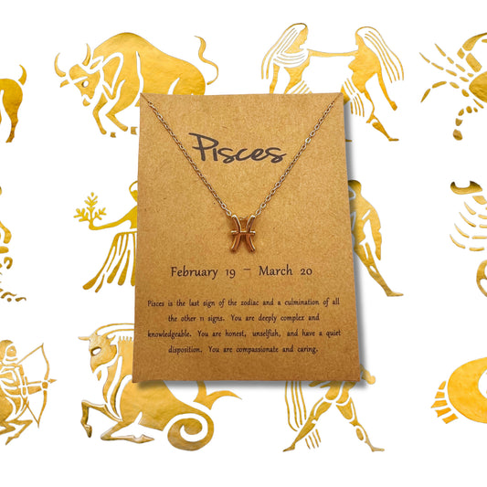 Pisces Astrology Gold Necklace