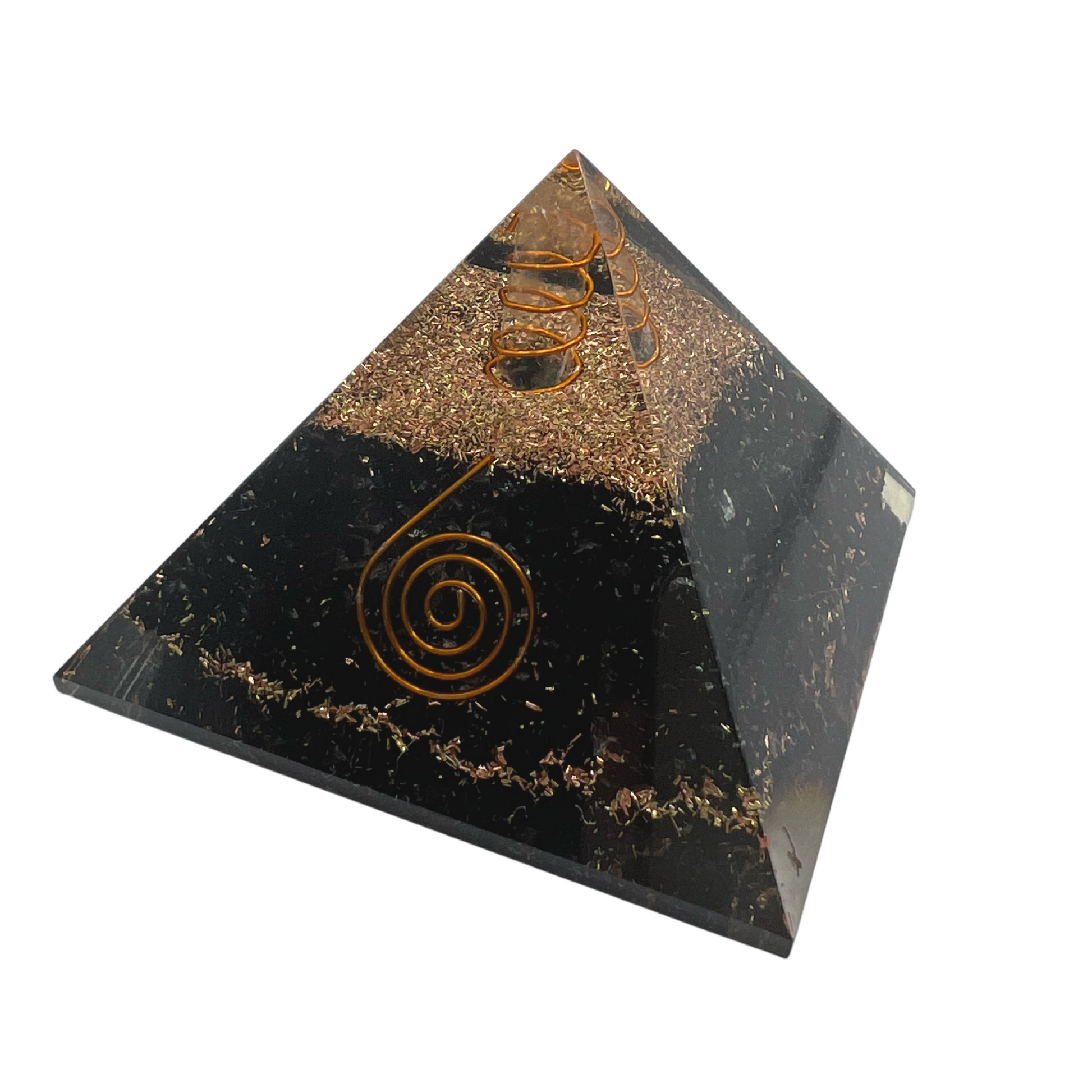 Black Tourmaline with Copper Quartz Orgone Healing Pyramid