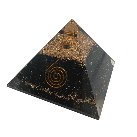 Black Tourmaline with Copper Quartz Orgone Healing Pyramid