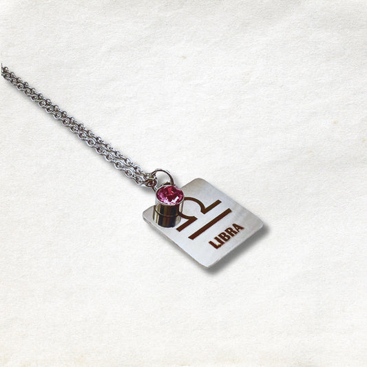 Zodiac Birthstone Necklace - Libra