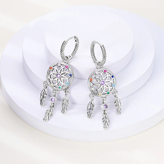 Dream Catcher Silver Earrings