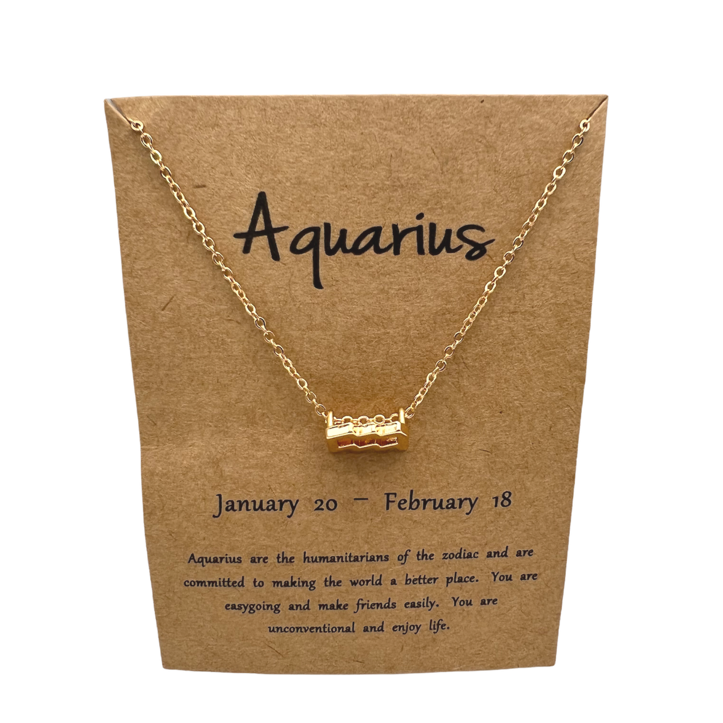 Astrology Gold Necklace - Aquarius