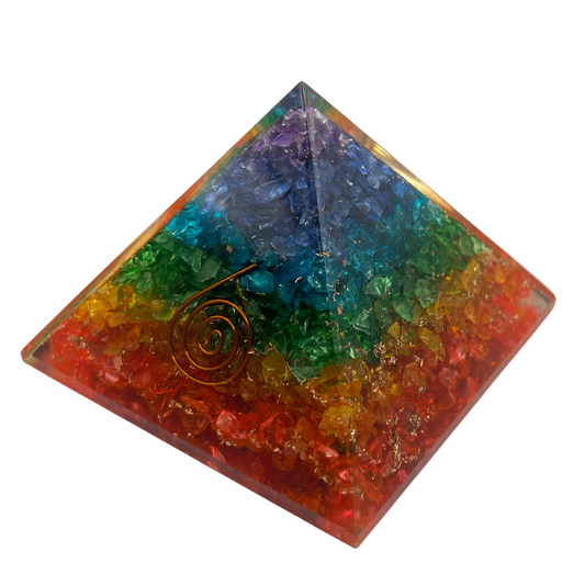 Orgone Healing Pyramid - Seven Chakra with Copper Quartz