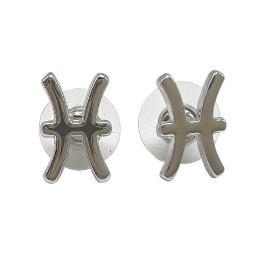 Astrology Silver Earrings - Pisces