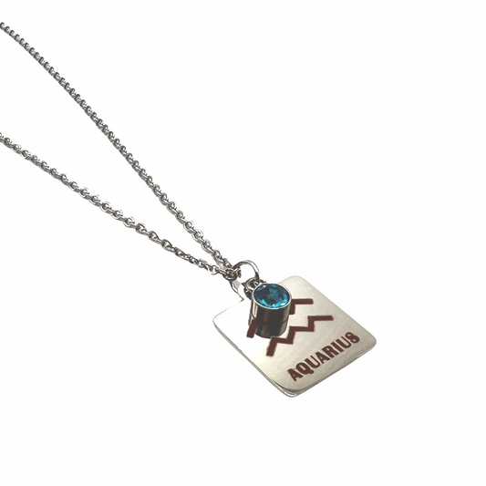 Zodiac Birthstone Necklace - Aquarius